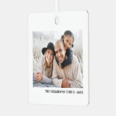 Custom Double Sided Family Two Photo Christmas Ornament Aus Metall (Vorderseite links)