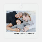 Custom Double Sided Family Two Photo Christmas Ornament Aus Metall (Rückseite)