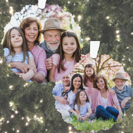 Custom Double Sided Family Two Photo Christmas Ornament Karte