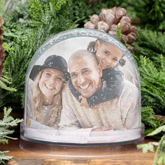 Custom Double Sided Family Two Photo Schneekugeln
