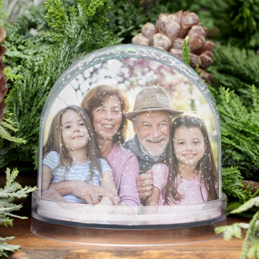 Custom Double Sided Family Two Photo Schneekugeln