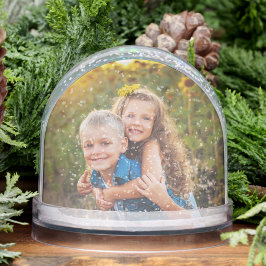Custom Double Sided Family Two Photo Schneekugeln