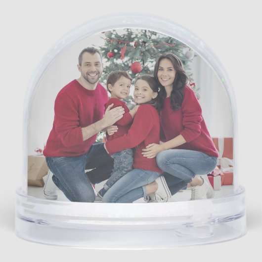 Custom Double Sided Family Two Photo Schneekugeln (Rückseite)