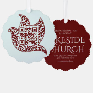 Custom Dove Sign Church   QR-Code Ornament Karte