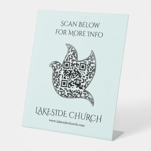 Custom Dove Sign Church | QR-Code Sockelschild (Vorderseite)