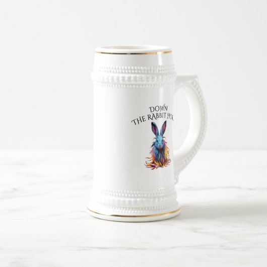 Custom Down Down Rabbit Hole Blue Bunny Bierglas (VorderseiteRechts)