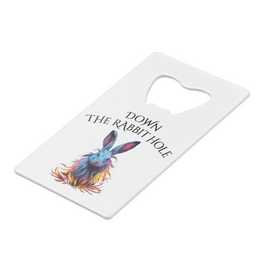 Custom Down Down Rabbit Hole Blue Bunny Geldbeutel Flaschenöffner (Vorderseite Schrägansicht)