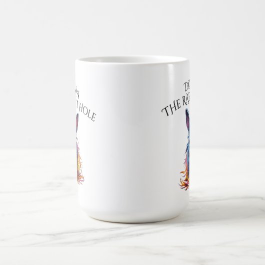 Custom Down Down Rabbit Hole Blue Bunny Kaffeetasse (Mittel)