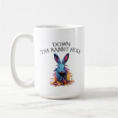 Custom Down Down Rabbit Hole Blue Bunny Kaffeetasse (Links)