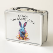 Custom Down Down Rabbit Hole Blue Bunny Metall Brotdose (Rückseite)