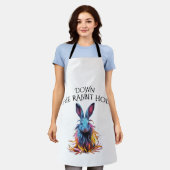 Custom Down Down Rabbit Hole Blue Bunny Schürze (Getragen)