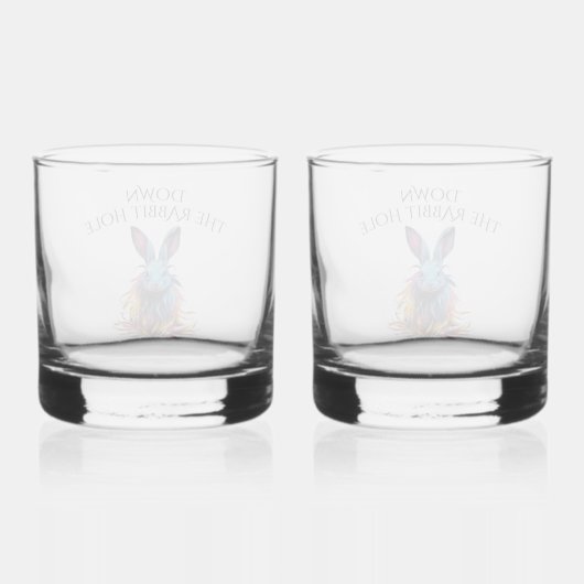 Custom Down Down Rabbit Hole Blue Bunny Whiskyglas (Rückseite)