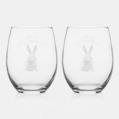 Custom Down Down Rabbit Hole Grey Bunny Weinglas Ohne Stiel (Rückseite)