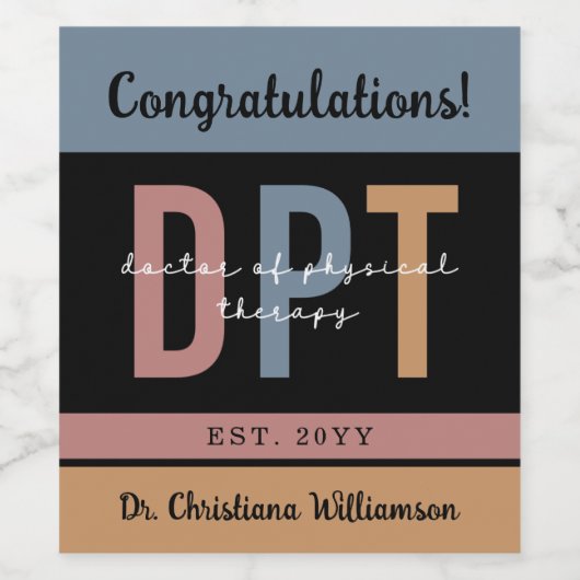 Custom DPT Doctor of Physical Therapy Abschluss Weinetikett (Einzelnes Label)