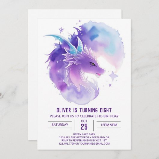 Custom Dragon Birthday Einladung (Vorne/Hinten)