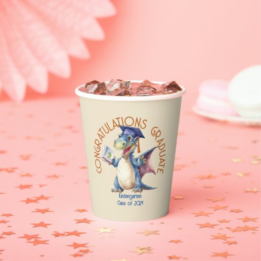 Custom Dragon Kindergarten Graduate, 8oz Paper Cup Pappbecher (Insitu)