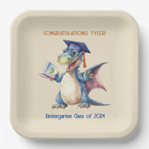 Custom Dragon Kindergarten Graduate Square Pappteller