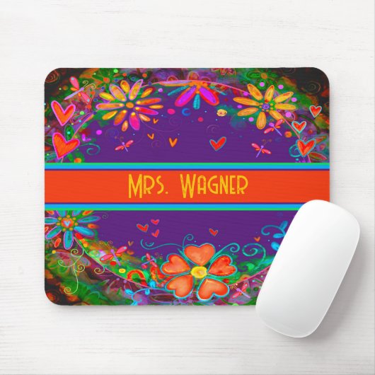 Custom Dragonflies Blume Hört Lila Mousepad (Mit Mouse)