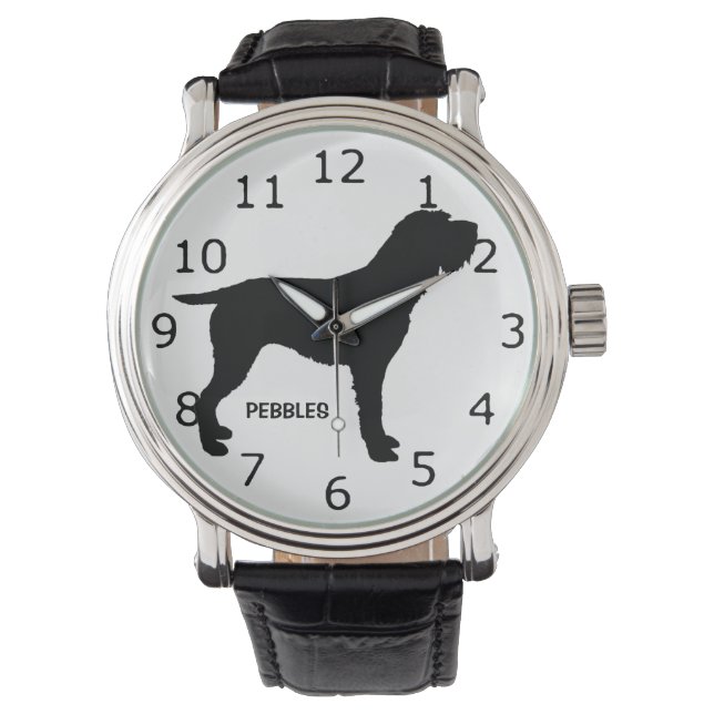 CUSTOM Drahthaar Zeigen Griffon Dog Silhouette Armbanduhr (Vorderseite)