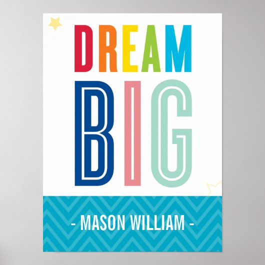 CUSTOM DREAM BIG LITTLE ONE Typografie fett Farben Poster (Vorne)