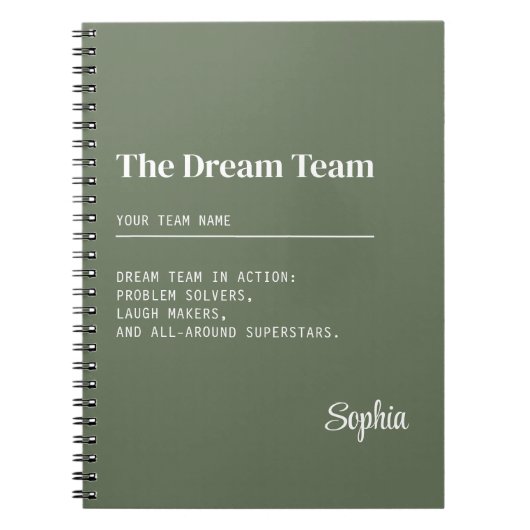 Custom Dream Team Corporate Teamwork Geschenk Notizblock (Vorderseite)