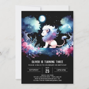 Custom Dreamy Lion Birthday Einladung