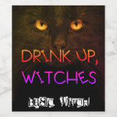 Custom DRINK UP WITCHES Black Cat Funny Geschenk C Weinetikett (Einzelnes Label)