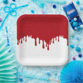 Custom Drip Effect Party Plate (Tomato Red/White) Pappteller (Party)