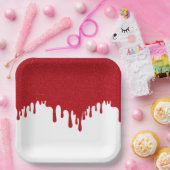 Custom Drip Effect Party Plate (Tomato Red/White) Pappteller (Party)