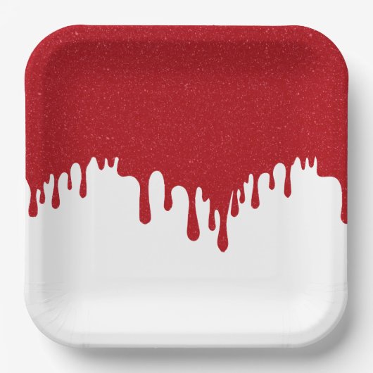 Custom Drip Effect Party Plate (Tomato Red/White) Pappteller (Vorderseite)