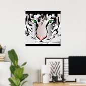 CUSTOM-DRUCK- TIGER-WHITE/GRAU POSTER (Heimbüro)