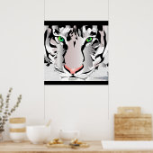 CUSTOM-DRUCK- TIGER-WHITE/GRAU POSTER (Küche)