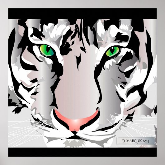 CUSTOM-DRUCK- TIGER-WHITE/GRAU POSTER (Vorne)