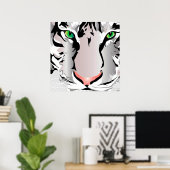 CUSTOM-DRUCK- TIGER-WHITE/GRAU POSTER (Heimbüro)