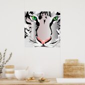 CUSTOM-DRUCK- TIGER-WHITE/GRAU POSTER (Küche)