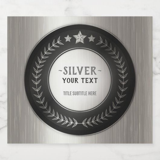 CUSTOM DRUCKDIY MEDAL Silbermeister EDITABLE Bierflaschenetikett (Einzelnes Label)