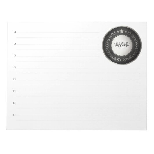 CUSTOM DRUCKDIY MEDAL Silbermeister EDITABLE Notizblock (Vorderseite)