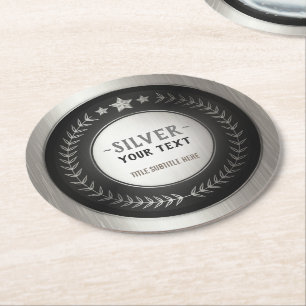 CUSTOM DRUCKDIY MEDAL Silbermeister EDITABLE Runder Pappuntersetzer