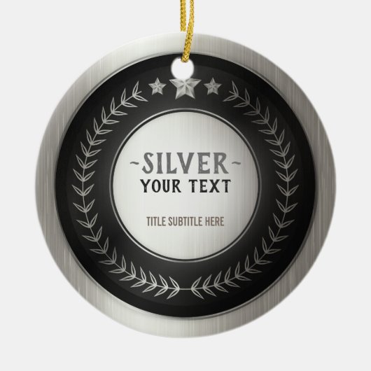 CUSTOM DRUCKDIY MEDAL Silver HINZUFÜGEN SIE IHRE L Keramik Ornament (Vorne)