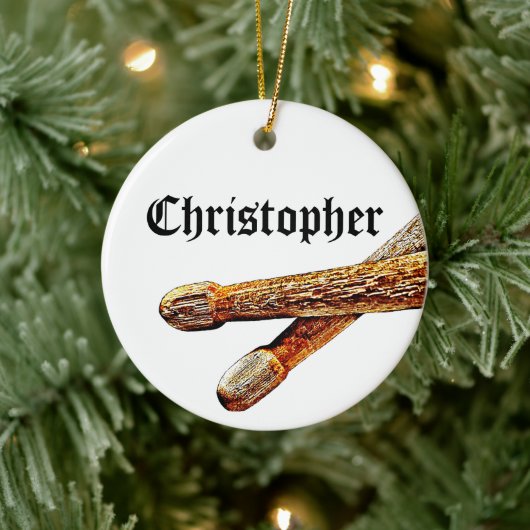 Custom Drummer Rock & Roll Weihnachtsmusiker Keramik Ornament (Baum)
