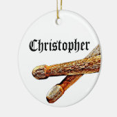 Custom Drummer Rock & Roll Weihnachtsmusiker Keramik Ornament (Links)