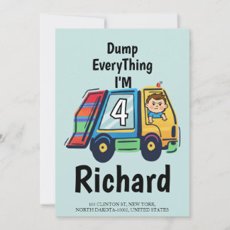 Custom Dump Everything! I'm 4 Garbage Truck Birth Einladung