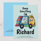 Custom Dump Everything! I'm 4 Garbage Truck Birth Einladung (Vorne/Hinten)