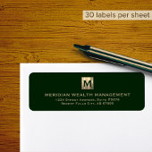 Custom Dunkel Green Gold Monogram Address Label