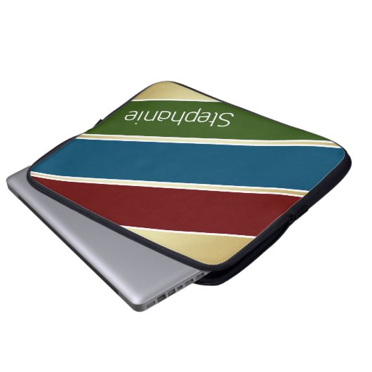 Custom Dunkel Red, Ocean Blue und Forest Green Laptopschutzhülle (Vorne Knopf)