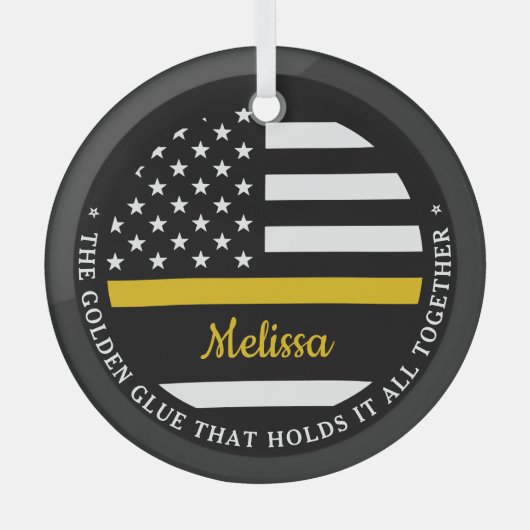 Custom Dünngoldline Golden Glue 911 Dispatcher Ornament Aus Glas (Vorderseite)