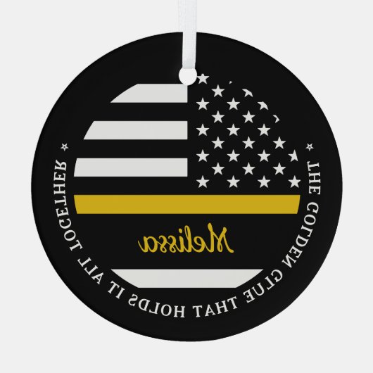 Custom Dünngoldline Golden Glue 911 Dispatcher Ornament Aus Glas (Rückseite)