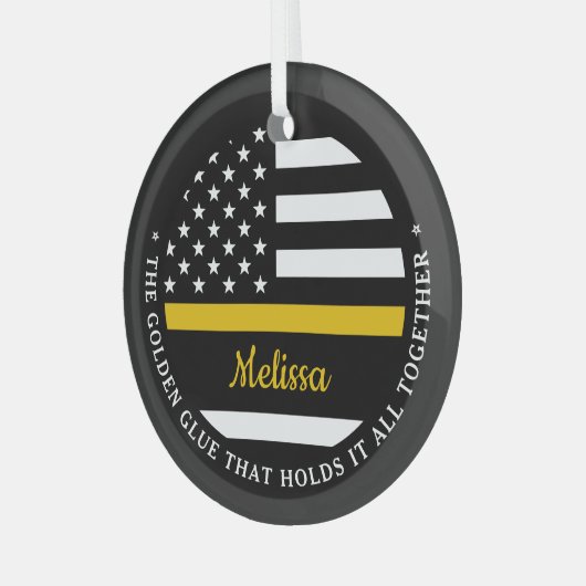 Custom Dünngoldline Golden Glue 911 Dispatcher Ornament Aus Glas (Vorderseite links)