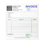 Custom Duplicate Sales Invoice Forms, Company Logo Notizblock (Vorderseite)