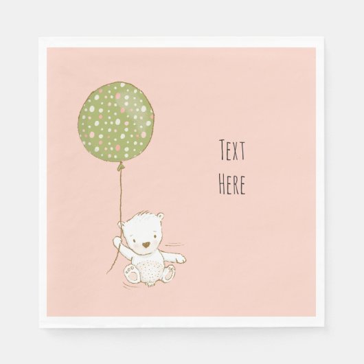 Custom Dusche Napkin Bear mit Balloon Serviette (Vorderseite)